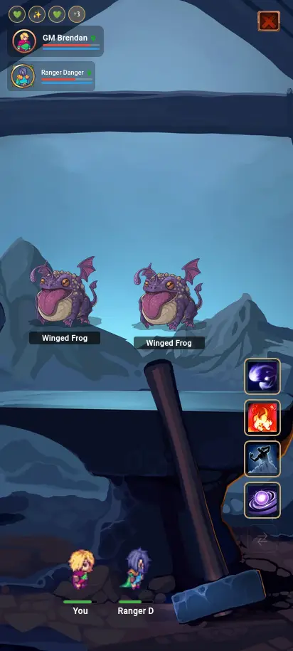 Battle screen with party and monsters