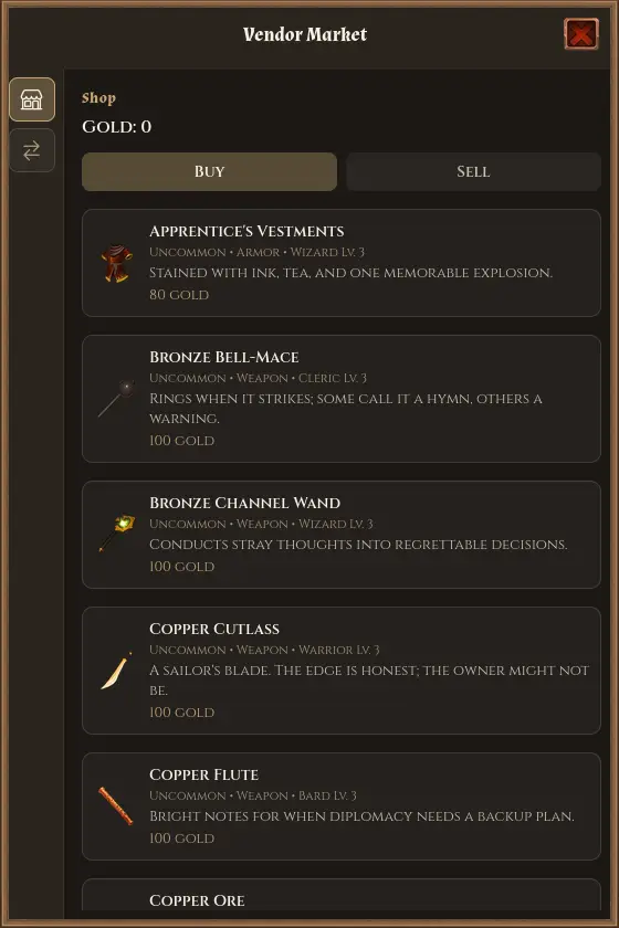 Station hub screen with craft, shop, or community tabs